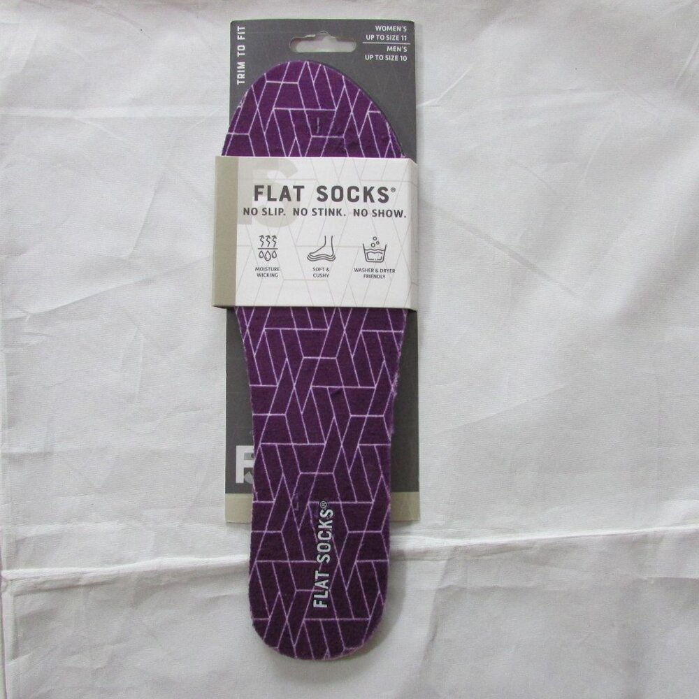 Flat Socks Trim To Fit Insoles Purple Women's Up to Size 11 Men's Up to Size 10